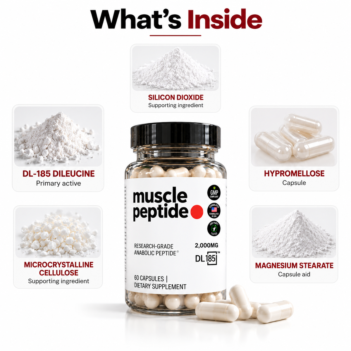 Muscle Peptide 185 Supplements Build Lean Muscle 3X Faster
