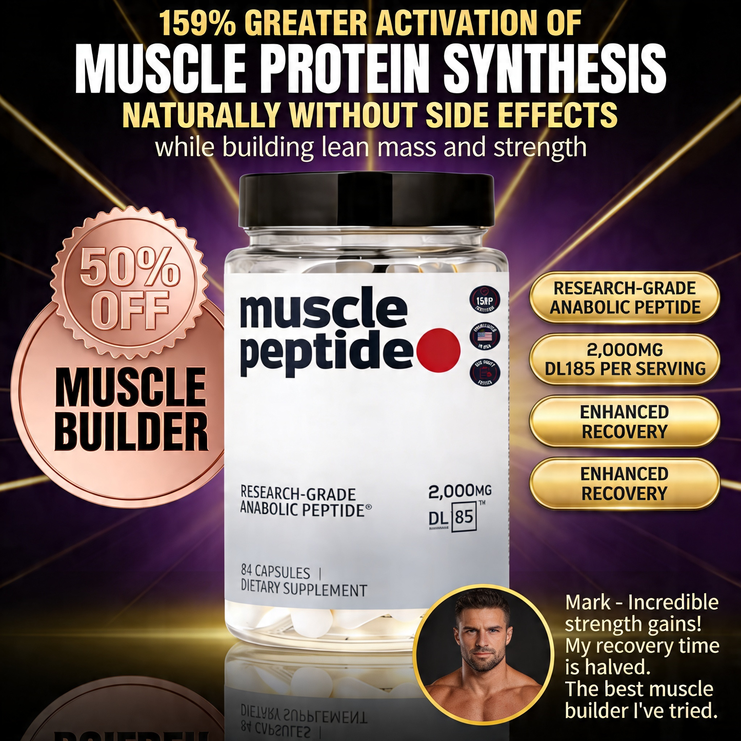 Muscle Peptide 185 Supplements Build Lean Muscle 3X Faster